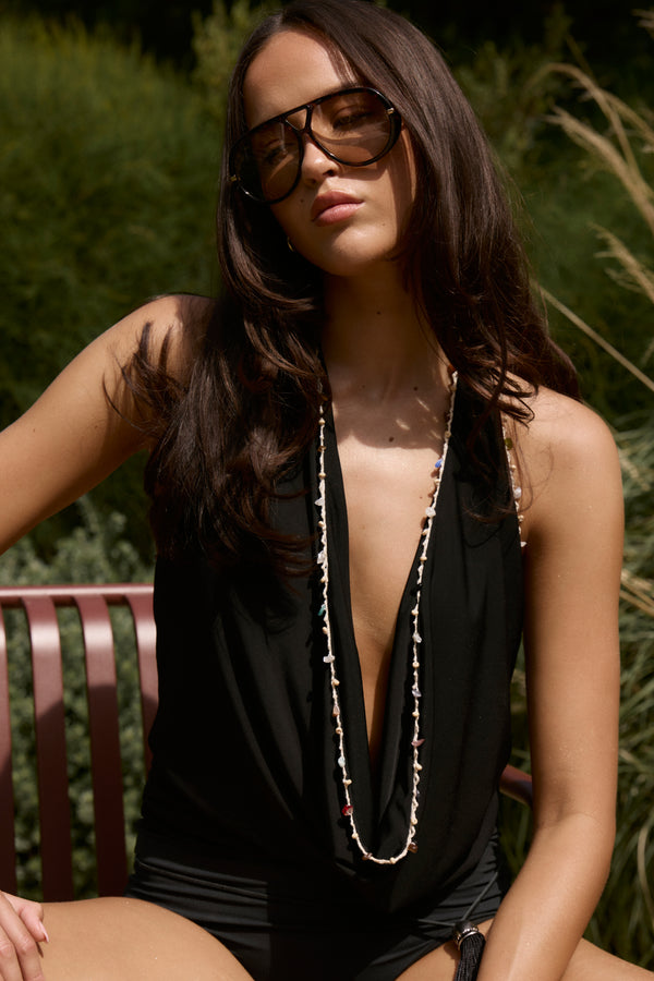 TATIANA COWL TOP - BLACK