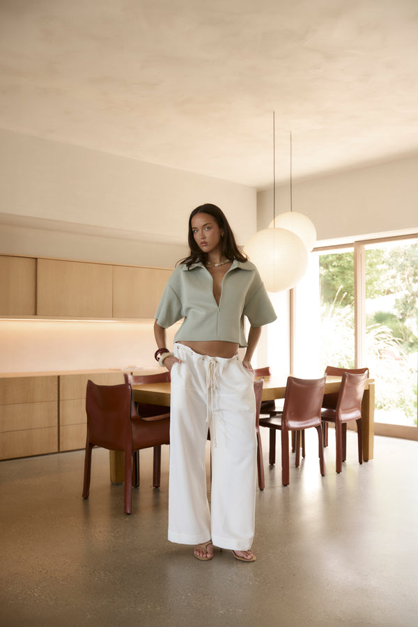 KOA QUARTER ZIP TEE - SAGE