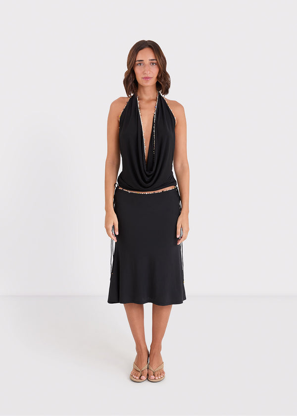 TATIANA COWL TOP - BLACK