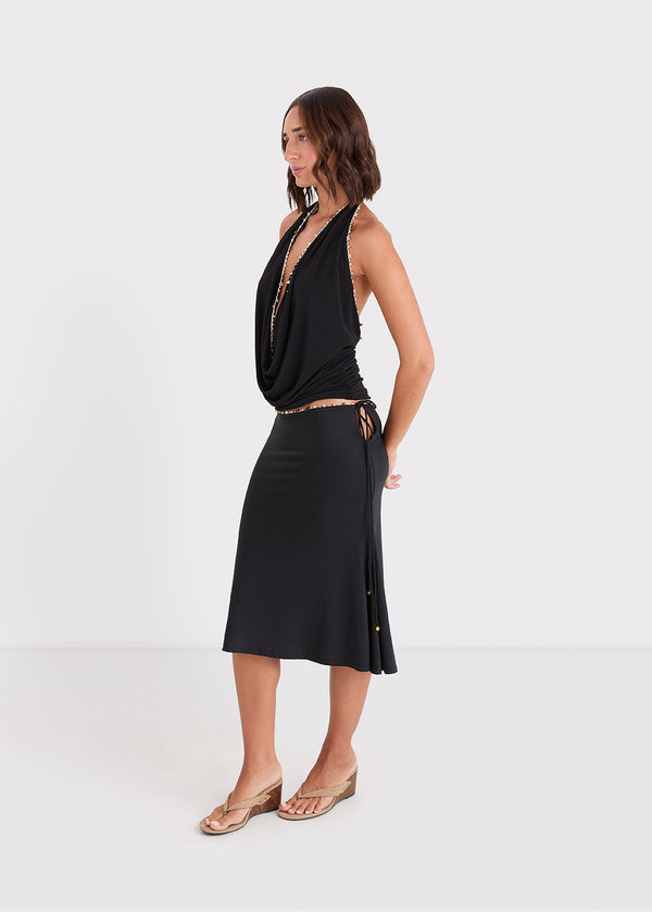 TATIANA COWL TOP - BLACK