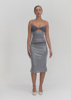 DINNER PLANS MIDI SKIRT SMOKE